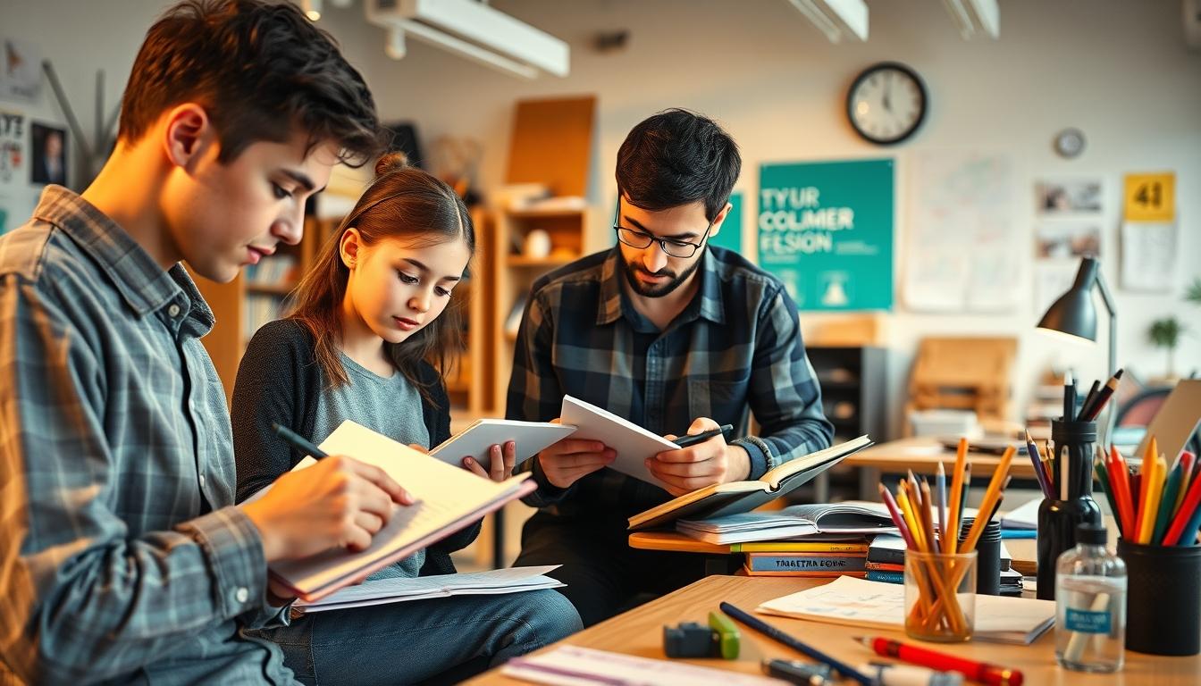 Student using learning strategies while studying